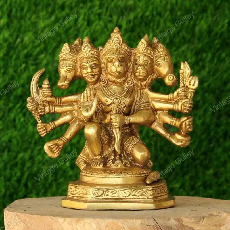 Brass Panchmukhi Hanuman Idol